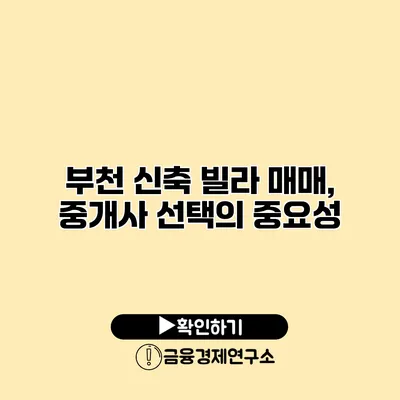 부천 신축 빌라 매매, 중개사 선택의 중요성