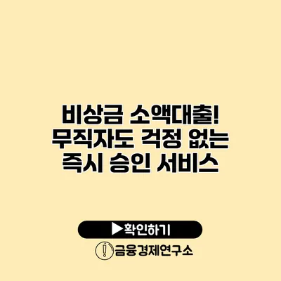 비상금 소액대출! 무직자도 걱정 없는 즉시 승인 서비스