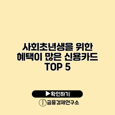 사회초년생을 위한 혜택이 많은 신용카드 TOP 5