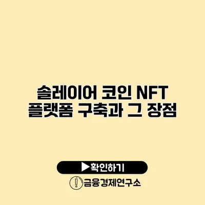솔레이어 코인 NFT 플랫폼 구축과 그 장점