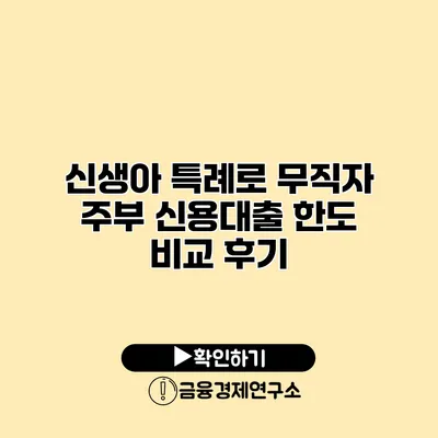 신생아 특례로 무직자 주부 신용대출 한도 비교 후기