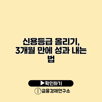 신용등급 올리기, 3개월 만에 성과 내는 법