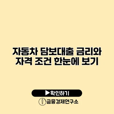 자동차 담보대출 금리와 자격 조건 한눈에 보기