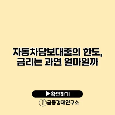 자동차담보대출의 한도, 금리는 과연 얼마일까?