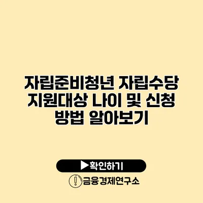 자립준비청년 자립수당 지원대상 나이 및 신청 방법 알아보기