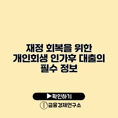 재정 회복을 위한 개인회생 인가후 대출의 필수 정보