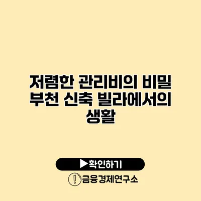 저렴한 관리비의 비밀 부천 신축 빌라에서의 생활