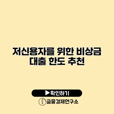 저신용자를 위한 비상금 대출 한도 추천