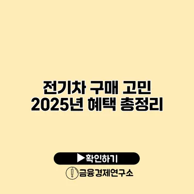 전기차 구매 고민? 2025년 혜택 총정리