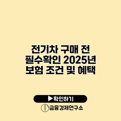 전기차 구매 전 필수확인 2025년 보험 조건 및 혜택