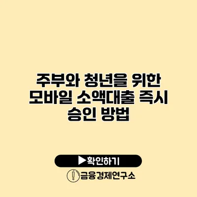 주부와 청년을 위한 모바일 소액대출 즉시 승인 방법