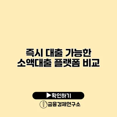 즉시 대출 가능한 소액대출 플랫폼 비교
