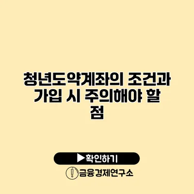 청년도약계좌의 조건과 가입 시 주의해야 할 점
