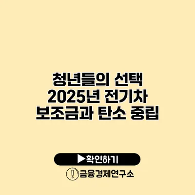 청년들의 선택 2025년 전기차 보조금과 탄소 중립