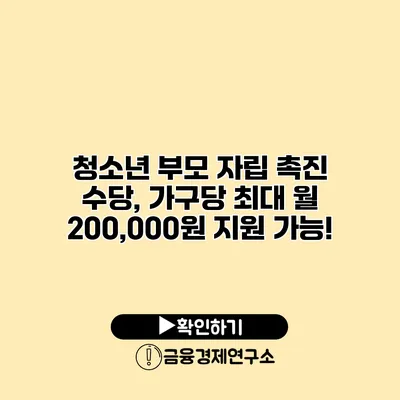 청소년 부모 자립 촉진 수당, 가구당 최대 월 200,000원 지원 가능!