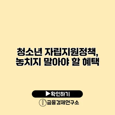 청소년 자립지원정책, 놓치지 말아야 할 혜택