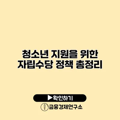 청소년 지원을 위한 자립수당 정책 총정리