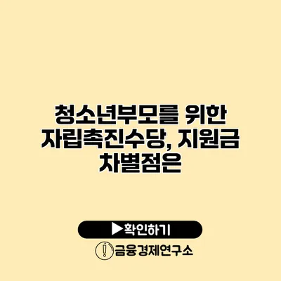 청소년부모를 위한 자립촉진수당, 지원금 차별점은?