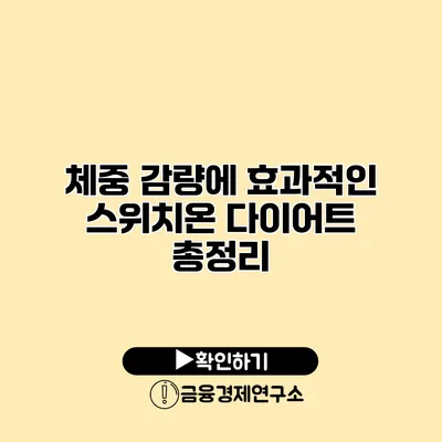 체중 감량에 효과적인 스위치온 다이어트 총정리