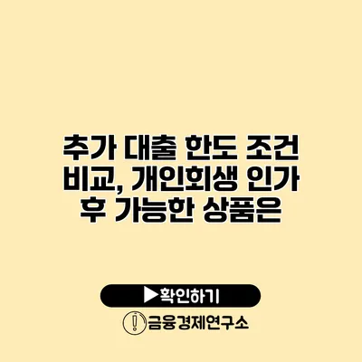 추가 대출 한도 조건 비교, 개인회생 인가 후 가능한 상품은?