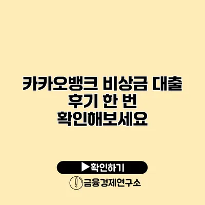 카카오뱅크 비상금 대출 후기 한 번 확인해보세요