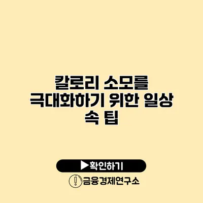 칼로리 소모를 극대화하기 위한 일상 속 팁