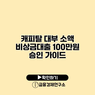 캐피탈 대부 소액 비상금대출 100만원 승인 가이드