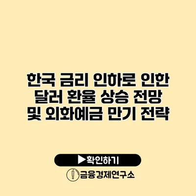 한국 금리 인하로 인한 달러 환율 상승 전망 및 외화예금 만기 전략