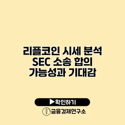 리플코인 시세 분석 SEC 소송 합의 가능성과 기대감