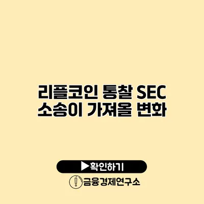 리플코인 통찰 SEC 소송이 가져올 변화