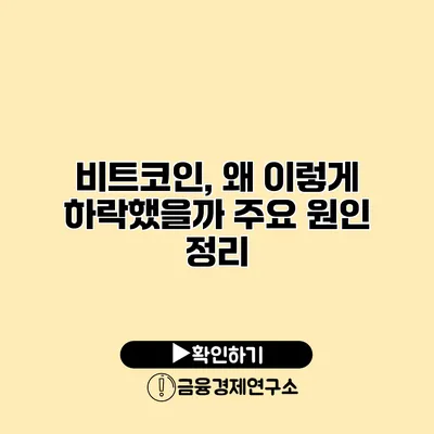 비트코인, 왜 이렇게 하락했을까? 주요 원인 정리