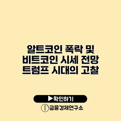 알트코인 폭락 및 비트코인 시세 전망 트럼프 시대의 고찰